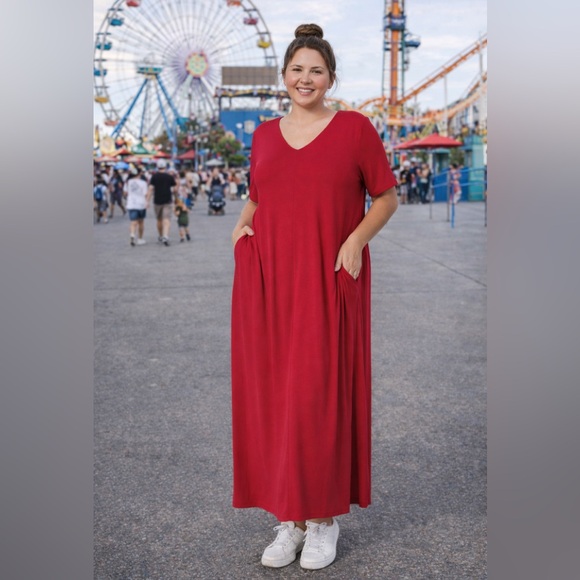 Brand New Zenana Premium Red Maxi Dress Various - Picture 8 of 12